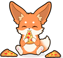 a fennec eating pizza alone