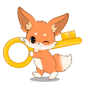 a fennec carrying a golden key