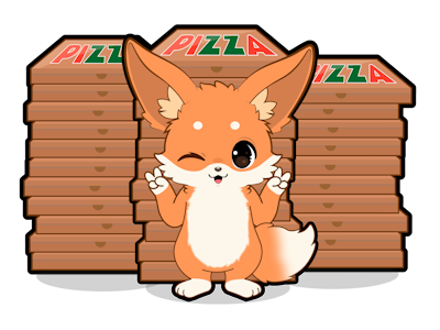 a fennec with a big stack of pizza in boxes