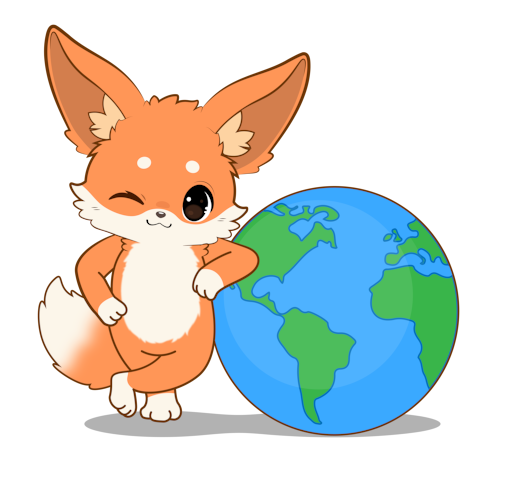 A fennec leaning casually on a World